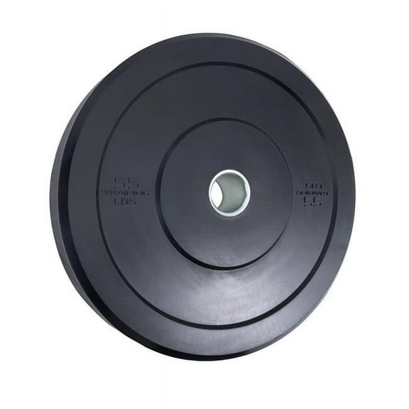 55 lbs Olympic Rubber Plate, Black