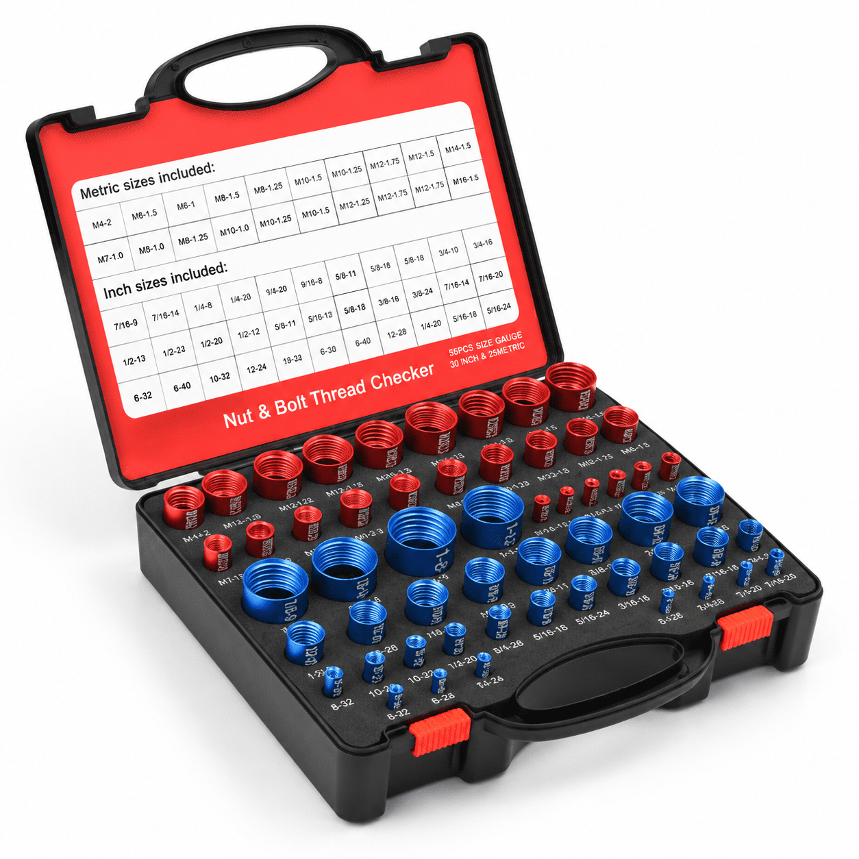 55-piece Nut and Bolt Thread Checker, 25 Metric and 30 Standard SAE ...