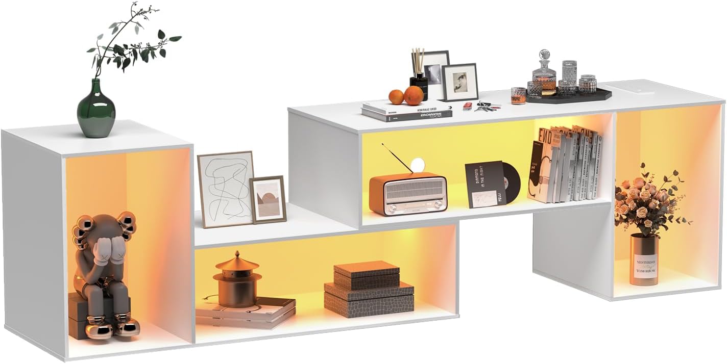 55 \u201D Deformable TV Stand with LED Strip & Power Outlets 2 Pieces