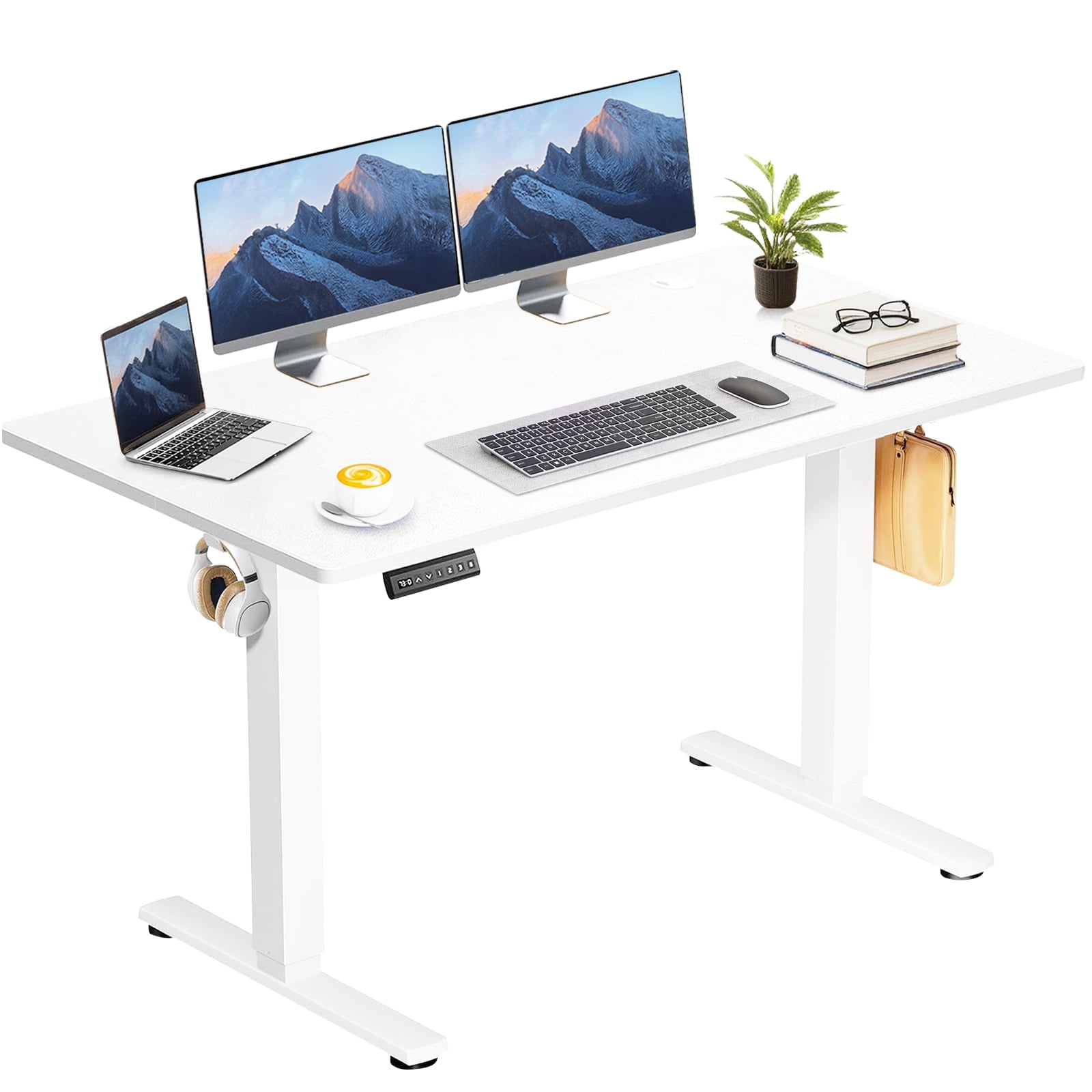 WALKINGDESK ONE PIECE Electric Standing Desk, 140 X 70 C Height Adjustable Desk With Hooks