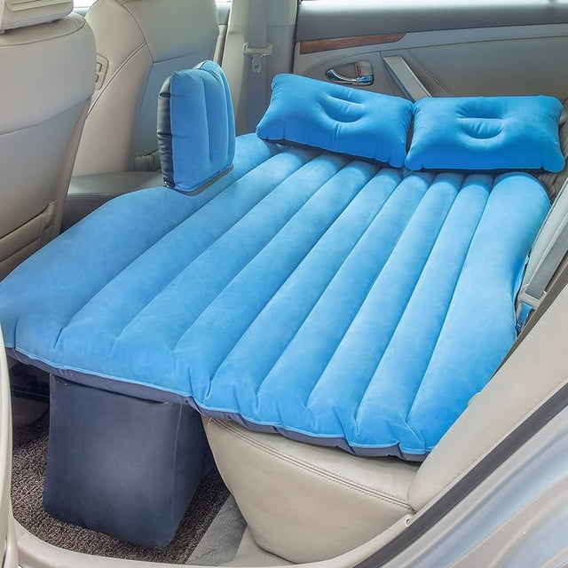 55" x 35" x 18" Inflatable Extended Air Mattress for Car with Motor Pump Included, Two Pillows, Sky Blue by NEX