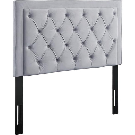55 x 41.3 x 3.2 in. Grey Nacht Twin Size Velvet Headboard