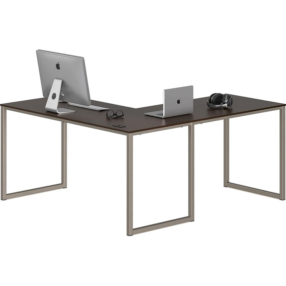 55 x 60 Inches L-Shape Home Office Computer Desk, Espresso