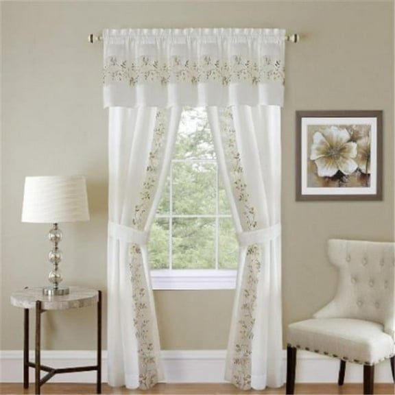 55 x 84 in. Fairfield Window Curtain Set, White - 5 Piece