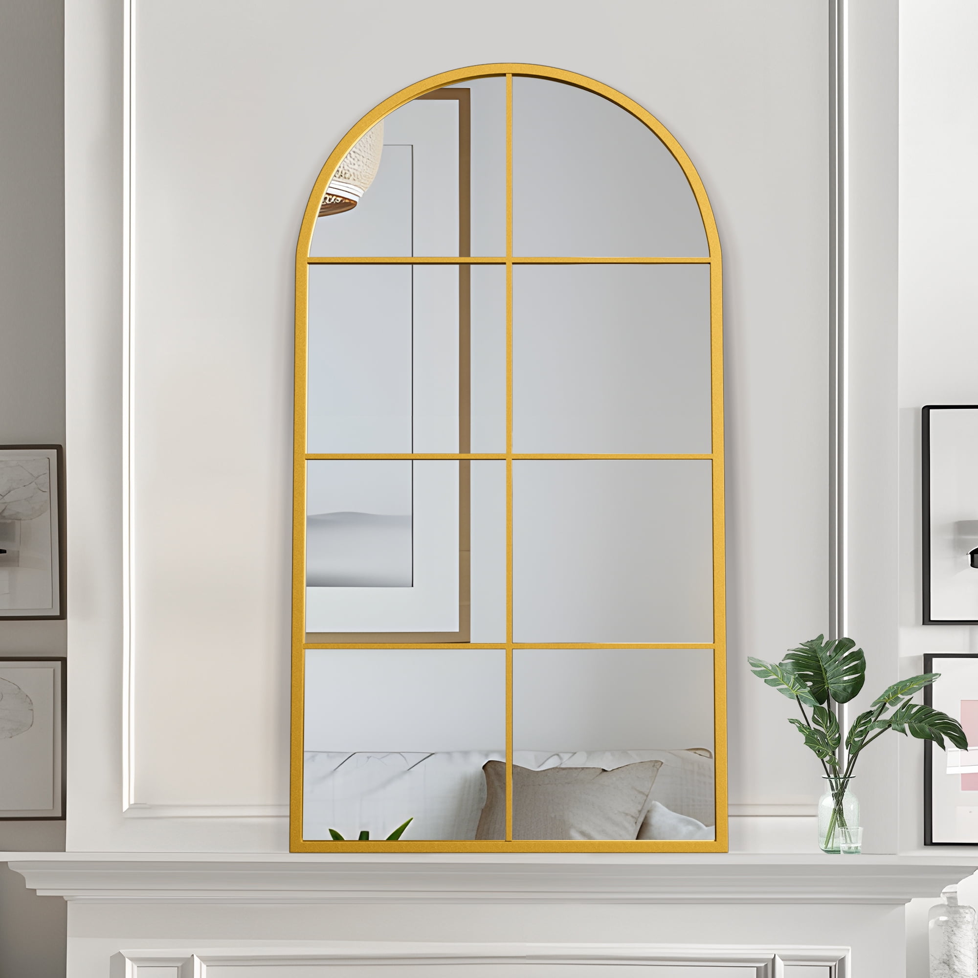 55"x28" Arched Wall Mirror Window Mirror,Gold