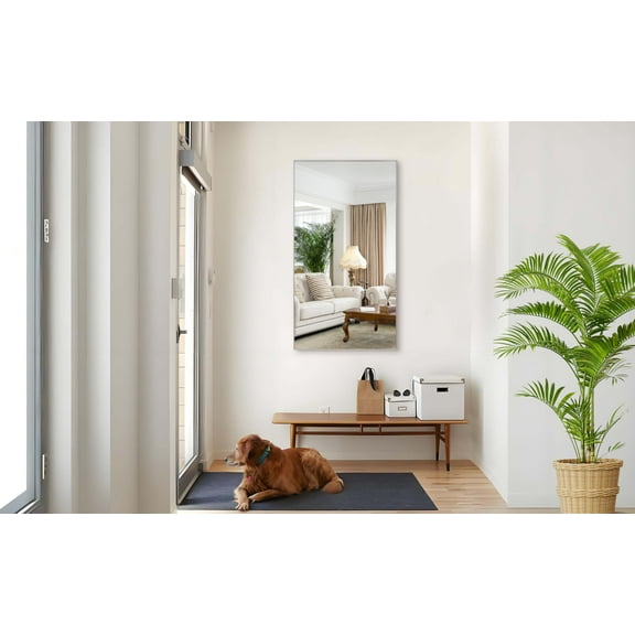 55"x30" Oversized Modern Rectangle Bathroom Mirror with Silver Frame Decorative Large Wall Mirrors for Bathroom Living Room Bedroom Vertical or Horizontal Wall Mounted mirror with Aluminum Frame