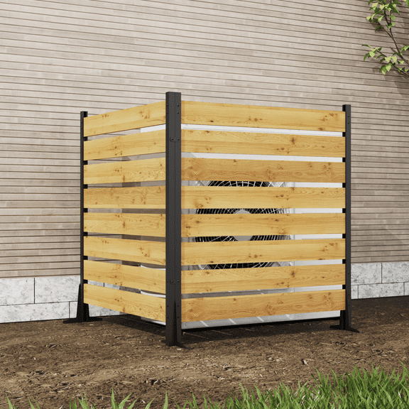 55"x38.5"W Cedar Wood Privacy Screen, Outdoor Privacy Fencing for Pool Equipment, Trash Cans, AC Units