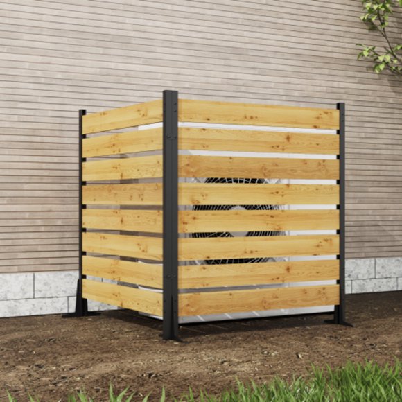 55"x38.5"w 2 Panels Cedar Screen Outdoor Walls Privacy Wood For Pool Equipment Enclosure Trash Can Enclosures Air Conditioner Fence