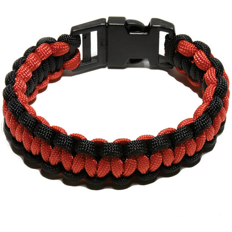 550 Nylon Paracord Bracelet, Red/Black, Small