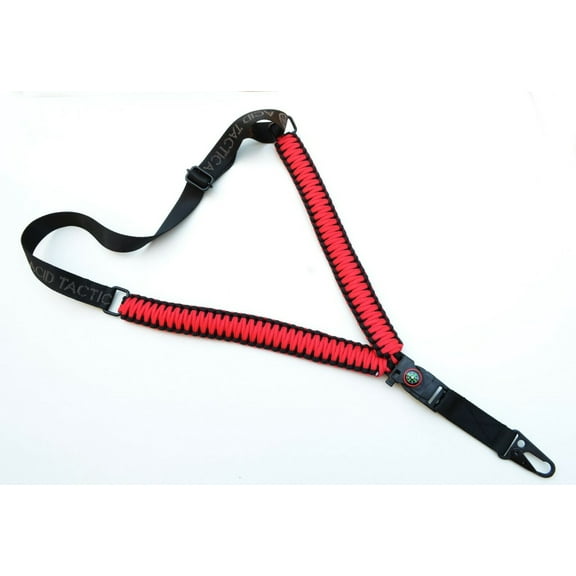 550 Paracord Rifle Gun Shotgun Sling 1 Point Compass & Flint Red/Black