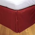 thumbnail image 1 of 550-TC Egyptian Cotton Dust Ruffle/Bed Skirt King Size 1-Pieces Split Corner Tailored Bed Skirt 12" Inch Drop Length Burgundy Stripe, 1 of 1