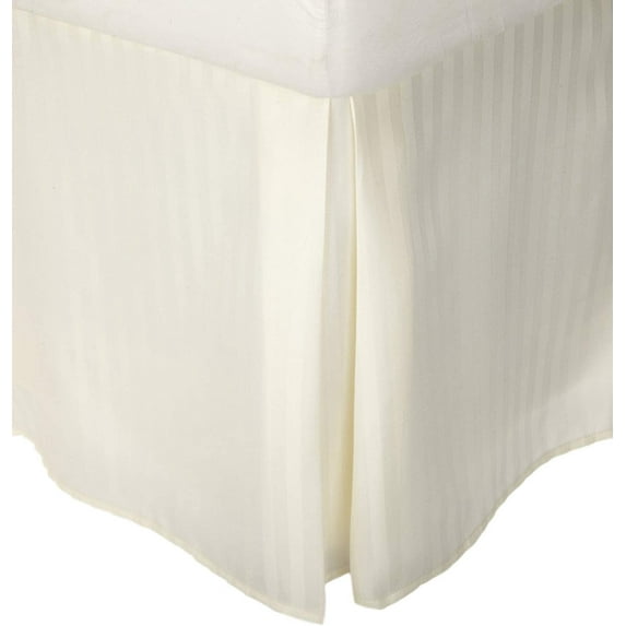 550-TC Egyptian Cotton Dust Ruffle/Bed Skirt King Size 1-Pieces Split Corner Tailored Bed Skirt 6" Inch Drop Length Ivory Stripe