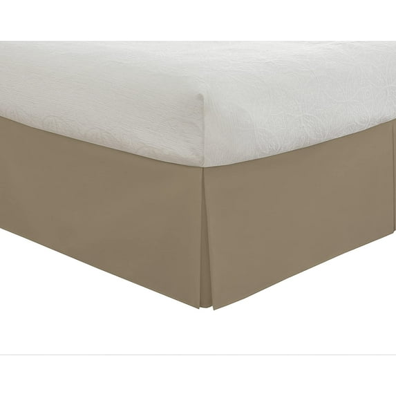 550-TC Egyptian Cotton Dust Ruffle/Bed Skirt Queen Size 1-Pieces Split Corner Tailored Bed Skirt 12" Inch Drop Length Taupe Solid