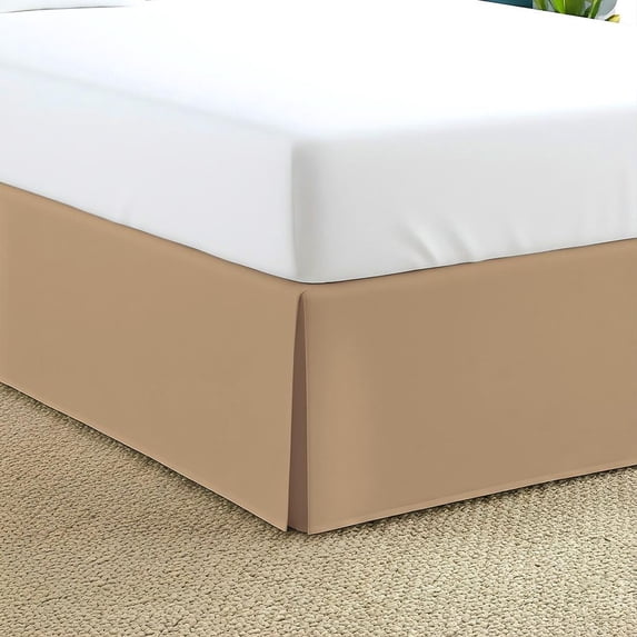 550-TC Egyptian Cotton Dust Ruffle/Bed Skirt Queen Size 1-Pieces Split Corner Tailored Bed Skirt 24" Inch Drop Length Taupe Solid
