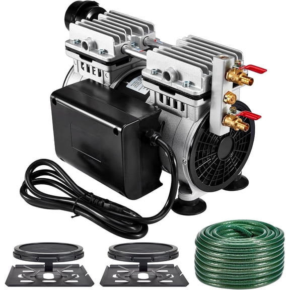FOUR E's Scientific Pond Aerator, 550 W Power, 5.2 CFM Pond Air Pump for Outdoor, with 2 Diffusers, 98 ft Weighted Hose, for Backyard Koi Fish Tank Lake