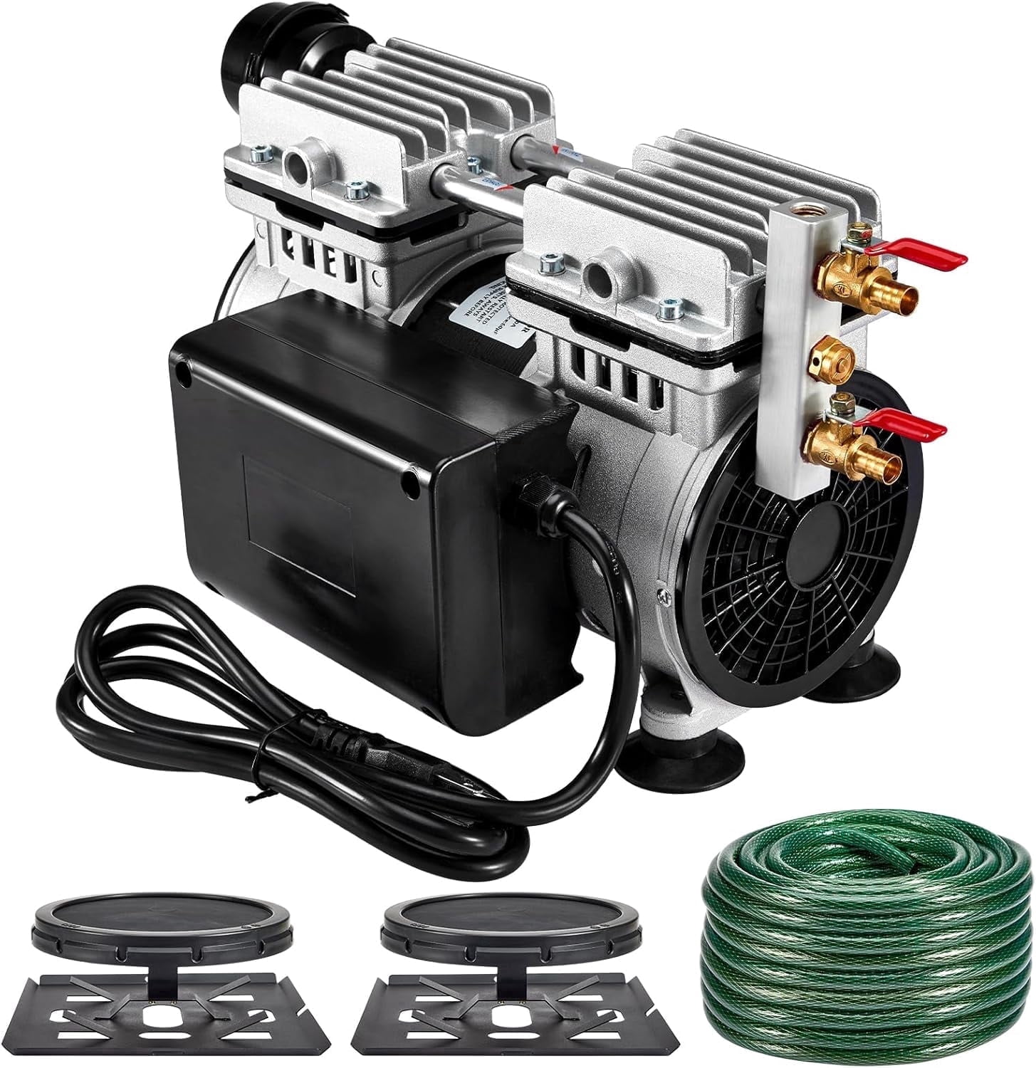 FOUR E's Scientific Pond Aerator, 550 W Power,  5.2 CFM Pond Air Pump for Outdoor, with 2 Diffusers, 98 ft Weighted Hose, for Backyard Koi Fish Tank Lake