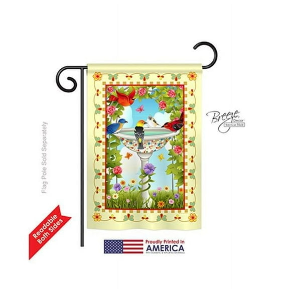 55037 Birds Bathing Birds Ivory 2-Sided Impression Garden Flag - 13 x 18.5 in.