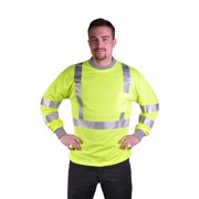 5505 Standard Class 3 Moisture Wicking Long Sleeve Birdseye Lime Crew Neck Shirt, Medium
