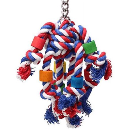 55094 Rope Jumble Plucking Preening Toy For Pet Budgie Parakeet Loves Conures Small Or Medium Parrots Cages