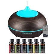 550ML Essential Oil Diffuser BPA Free Ultrasonic Aromatherapy Diffuser, with 7-Color Lights Waterless Auto Shut Off for Home Room pet Room - Black