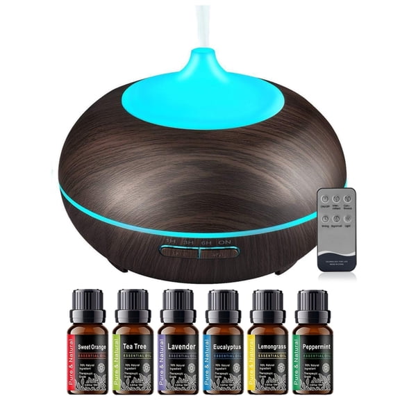 550ML Essential Oil Diffuser BPA Free Ultrasonic Aromatherapy Diffuser, with 7-Color Lights Waterless Auto Shut Off for HomeRoompet Room - Black