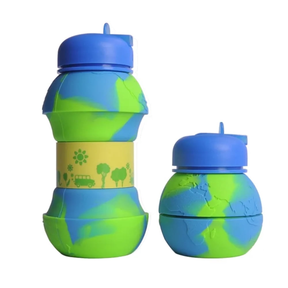 550ML Silicone Collapsible Water Bottle - Leakproof, Portable for Outdoor Sports & Travel - Ideal for Adults & Children