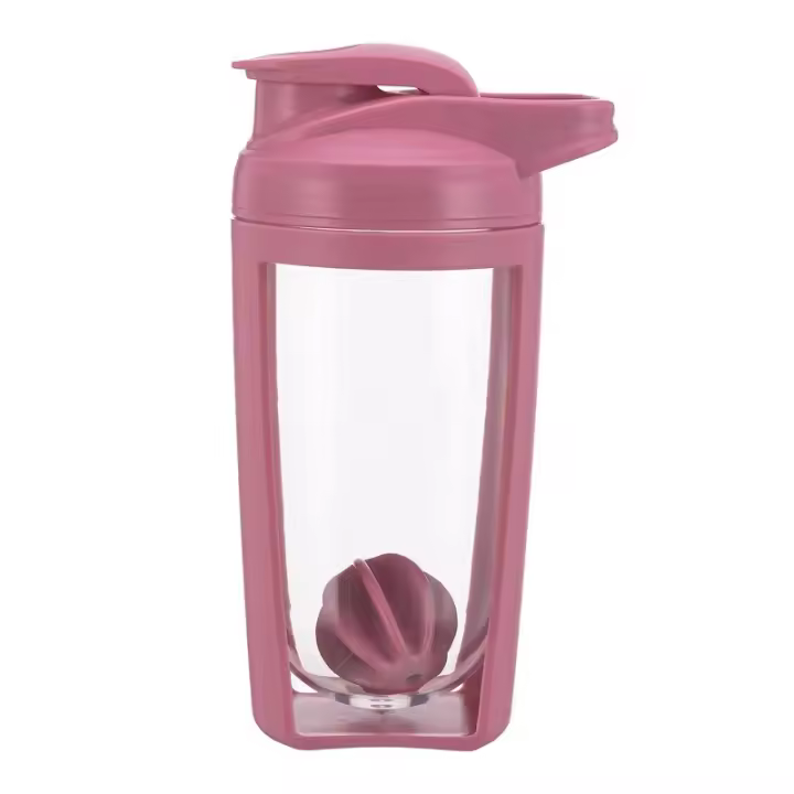 550ML Sport Shaker Bottle Portable Mixer for Coffee Milk and Protein, Sealed Anti-Drip Blender in Pink