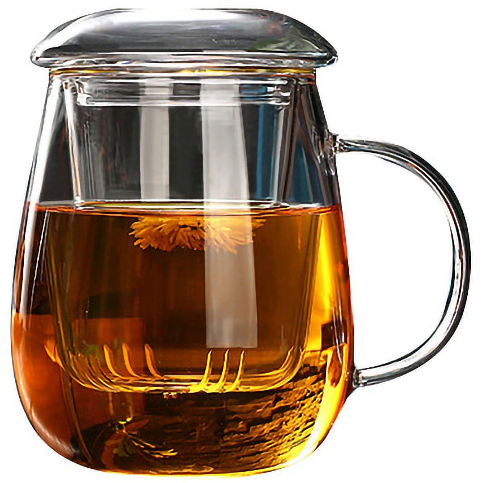 Coffee Tea Mug With Infuser Filter And Lid Transparent Water Clear Glass  Cup Set