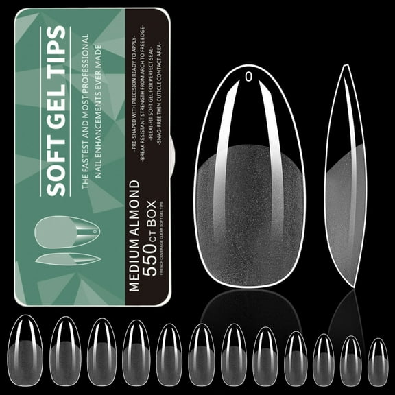 550PCS Medium Almond Gel Nail Tips Full Cover Manicure Nail Art for Salon Use