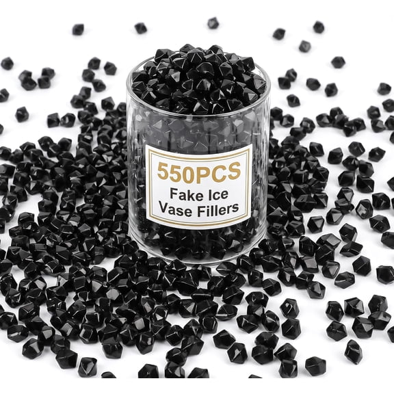 550PCS Small Black Vase Fillers, Acrylic Fake Ice Rocks Gems Crystals Diamonds Table Centerpiece Aquarium Tank Scatter DIY Crafts (0.4 * 0.6)