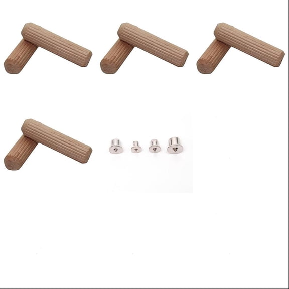 550Pcs 4 Style Wooden Grooved Dowel Pins with 8Pcs Carbon Steel Dowel Centering Pins BurlyWood 1.2~50x1~12mm