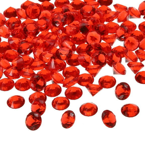 550Pcs Acrylic Diamond 19mm Vase Filler Wedding Table Crystals Gems Confetti Red