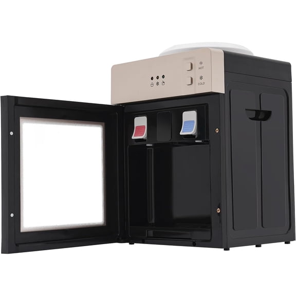 550W 110V Top Loading Water Cooler Dispenser, 5-Gallon Electric Hot and Cold Dispenser, Top Loading Countertop Water Cooler Dispenser with PP Shell, Champagne Gold