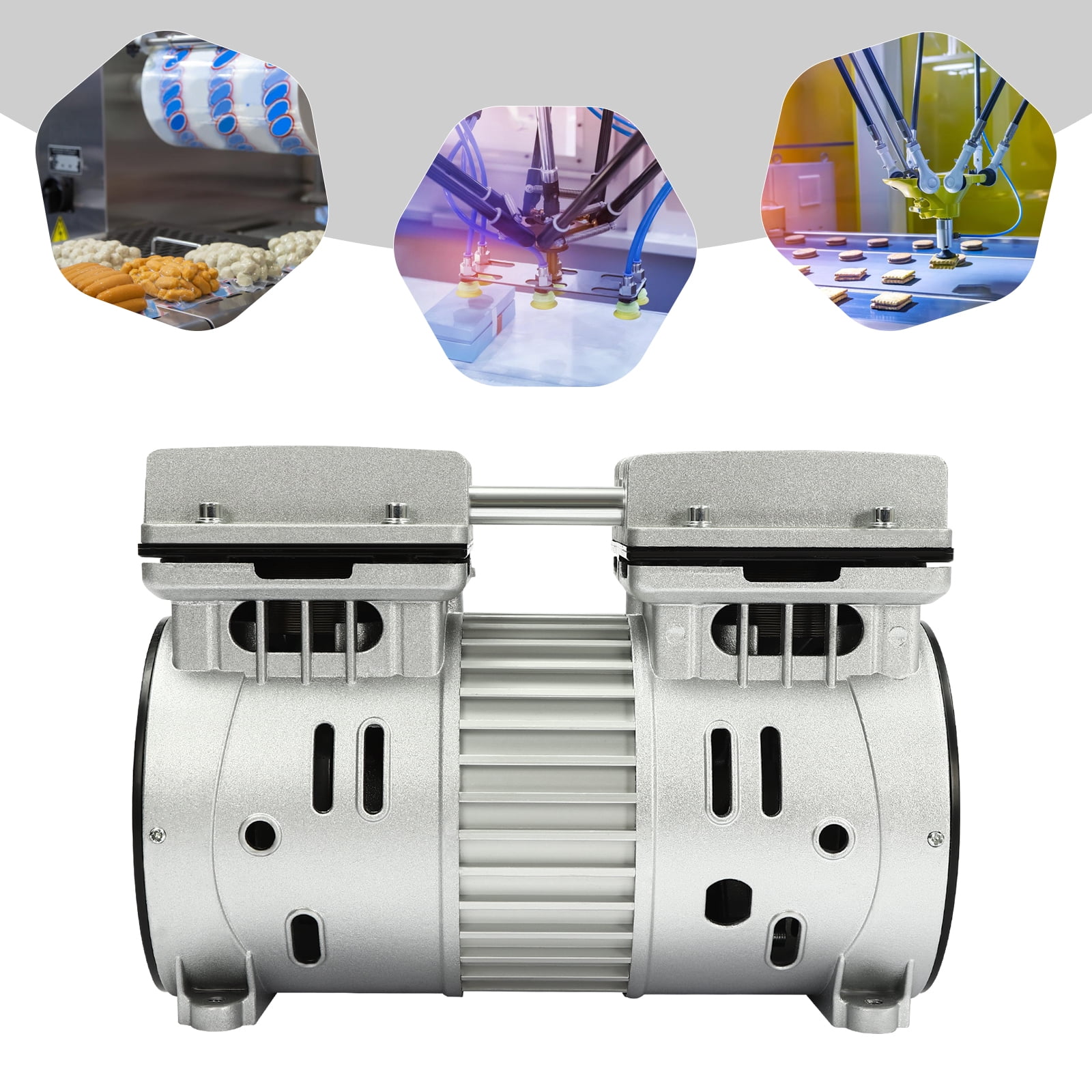550W Oilless Air Pump Compressor Vacuum Pump Head Small Air Mute 125L/min 4.5CFM for Food Processing