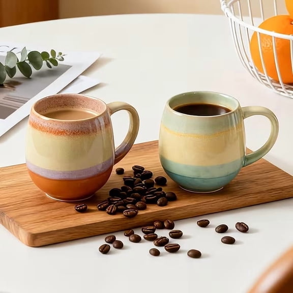 550ml Ceramic Coffee Mug - Multicolored Eco-Friendly Reusable Cup for Tea, Juice, Matcha & Hot Cocoa, Microwave & Dishwasher Safe