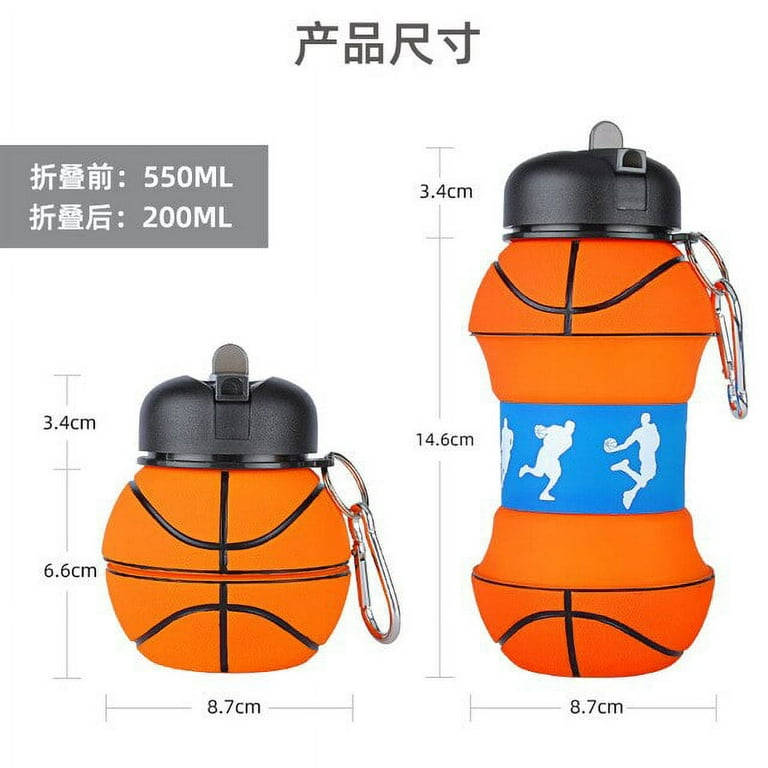 550ml Foldable Football Kids Water Bottles Portable Sports Water Bottle  Football Soccer Ball Shaped Water Bottl Silicone Cup 