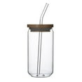 thumbnail image 1 of 550ml Glass Cup with Bamboo Lids and Straws, Wide Mouth Clear Drinking Glass Bottle, Old Fashioned Decorative Tumbler Cups for Kids and Adults, 6 Pack, 1 of 8