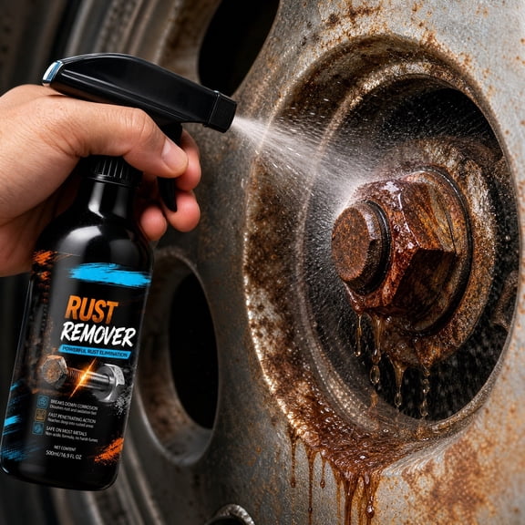 550ml Metal Rust Remover Spray, Fast Penetrating Wheel Chrome Cleaner, Heavy Duty Rust Dissolver for Car Parts & Outdoor Furniture, Converts Rust to Prevent Future Corrosion