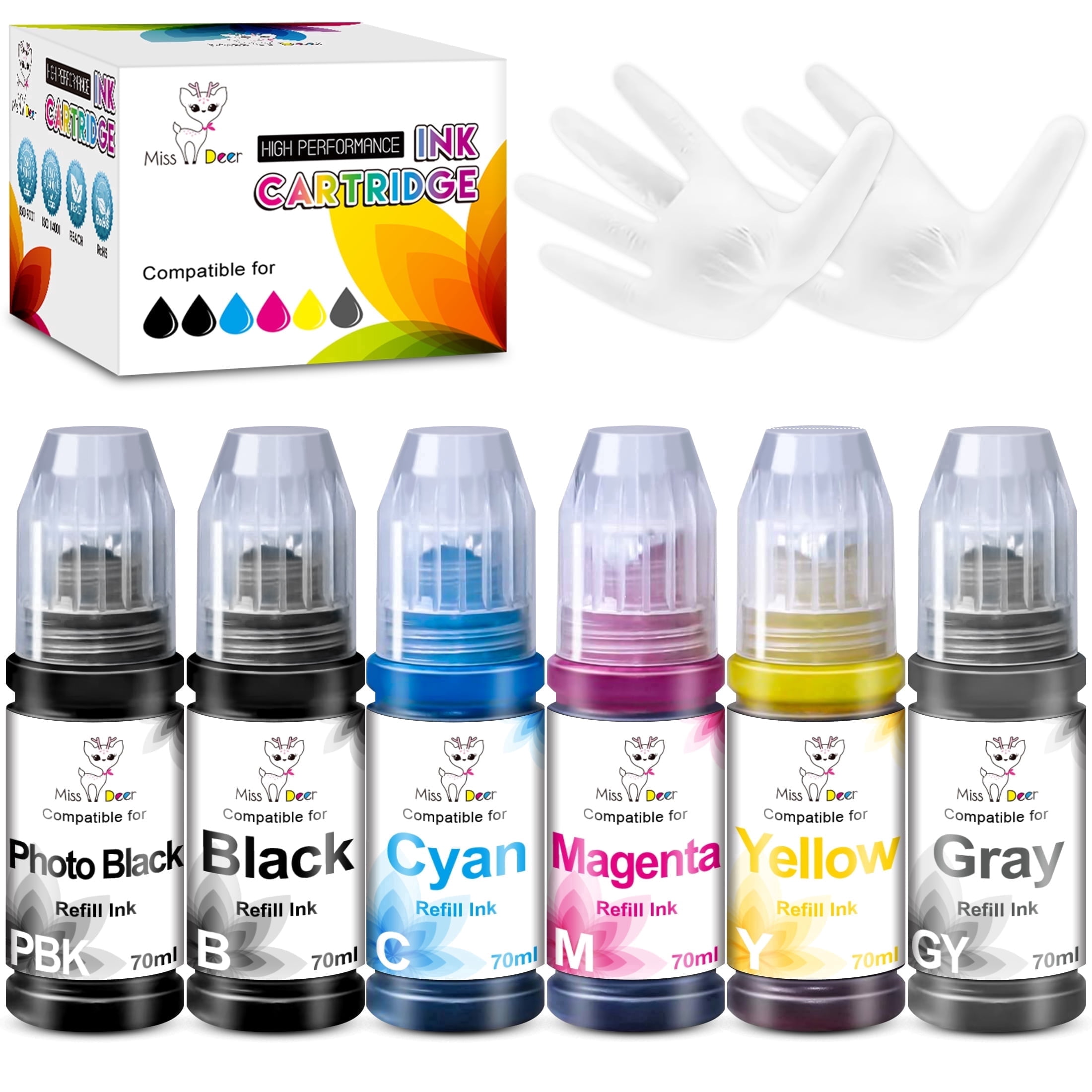 552 Ink Bottles Ecotank 6 Pack ET-8550 ET-8500 Replacement for Epson ...