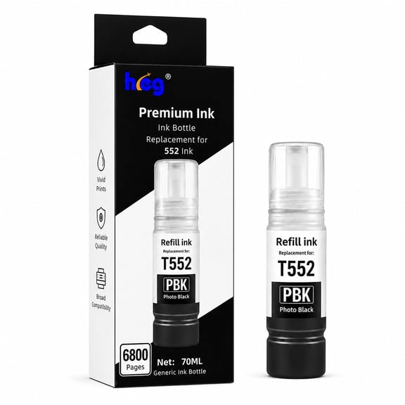 552 Ink Bottles Photo Black Replacement for Ecotank Photo ET8550 ET8500 Printer(1 Pack)