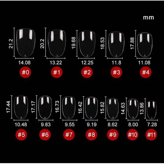 552 Pieces 12 Sizes Nail Tips - Soft Gel Nail Tips Almond Shaped Full Coverage Gel X Nails Pre-etched for Extensions, PMMA Resin Clear Strong False Nailsshort oval armor137