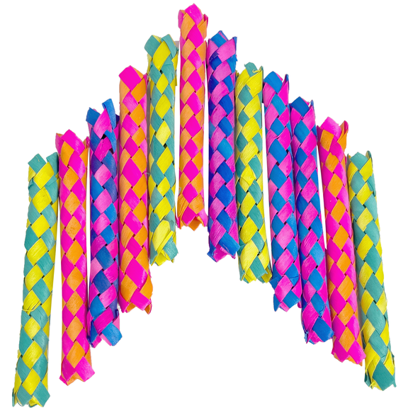 5520 Rainbow Bamboo Chewers Pk12 Mandarin Bird Toys by M&M - Natural Foraging Foot Toy
