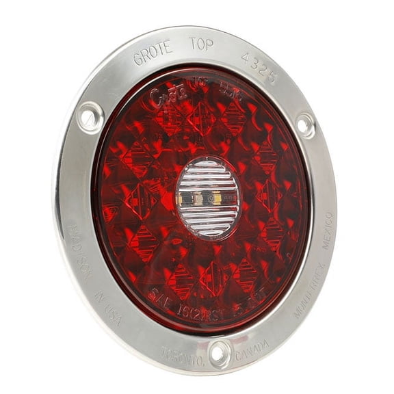 55202 - STT LAMP 4in RED LED RND W/INTEGRTD BACKUP AMP CNNCTR W/SS FLANGE - (1 EA)