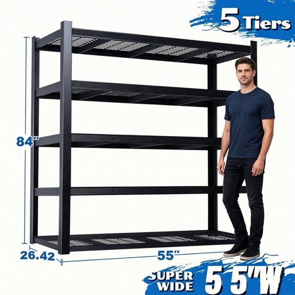 5524 Storage Racks Bin Storage Shelving, Metal Yard Tool Stand Holder Organizer for 37 Long-Handled, Broom, Shovel, Rake
