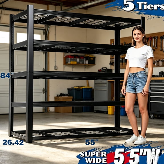 5524 Utility Storage Racks W/ Storage Bag, Metal Yard Tool Stand Holder Organizer for 36 Long-Handled, Broom, Shovel, Rake