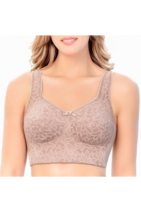 55329523 DARK NU 44B-40D Classic Bra with Padded Straps in Lace & Spandex, Wide Back, Dark Nude - Size 44B-40D