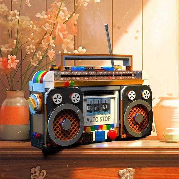 554 Pieces Retro Colorful Radio Model Building Blocks Kit, Vintage Small Household Appliance DIY Assembly Brick Toy, Desktop Decoration, Christmas Gift for Teenagers