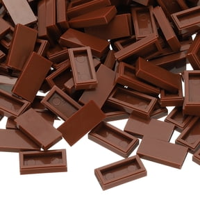 555 Pcs Flat Blocks Bulk, 1x2 Square Brown Classic Tiles Smooth Surface Mini Building Blocks Accessories Compatible Bricks Kits for Building Floor Walls Mosaic Pixel Arts