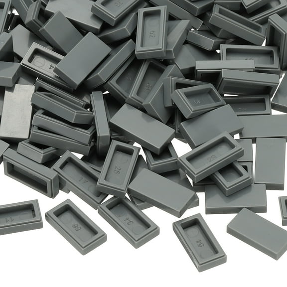 555 Pcs Flat Blocks Bulk, 1x2 Square Dark Gray Classic Tiles Smooth Surface Mini Building Blocks Accessories Compatible Bricks Kits for Building Floor Walls Mosaic Pixel Arts