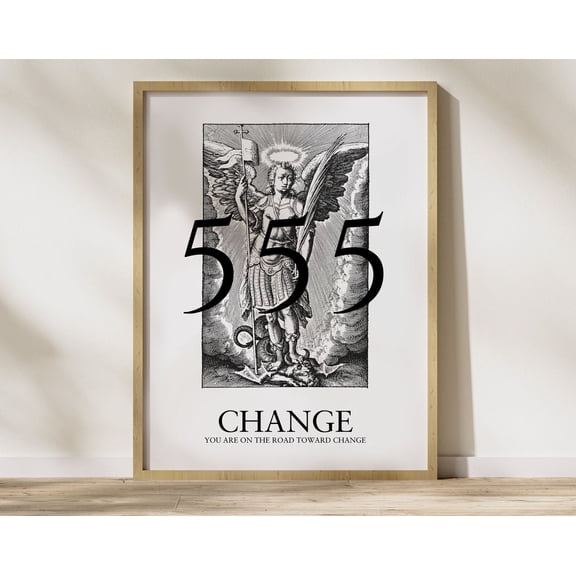 555 Print Angel Number Poster - Change - Wall Art - Manifestation - Spiritual Poster - Wall Art, Modern Wall Decor, 8x12 UNFRAMED